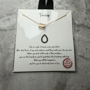 NWT Teardrop 18k Dipped Gold Necklace, Hypoallergenic,lead And Nickel Free